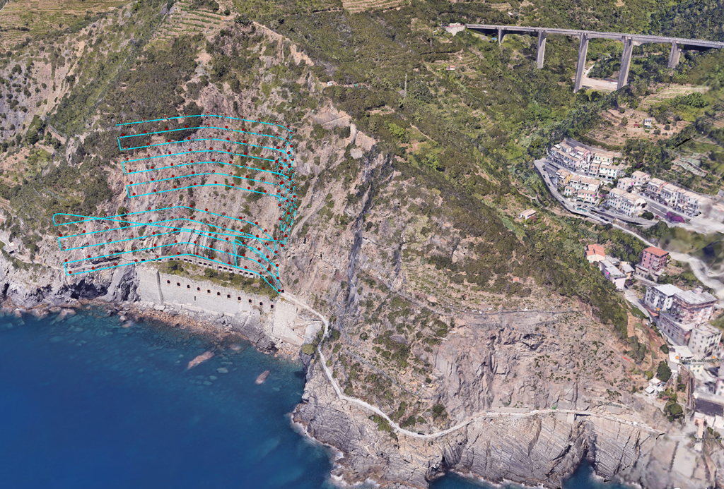 Piano di volo per fotogrammetria tecnica a Riomaggiore